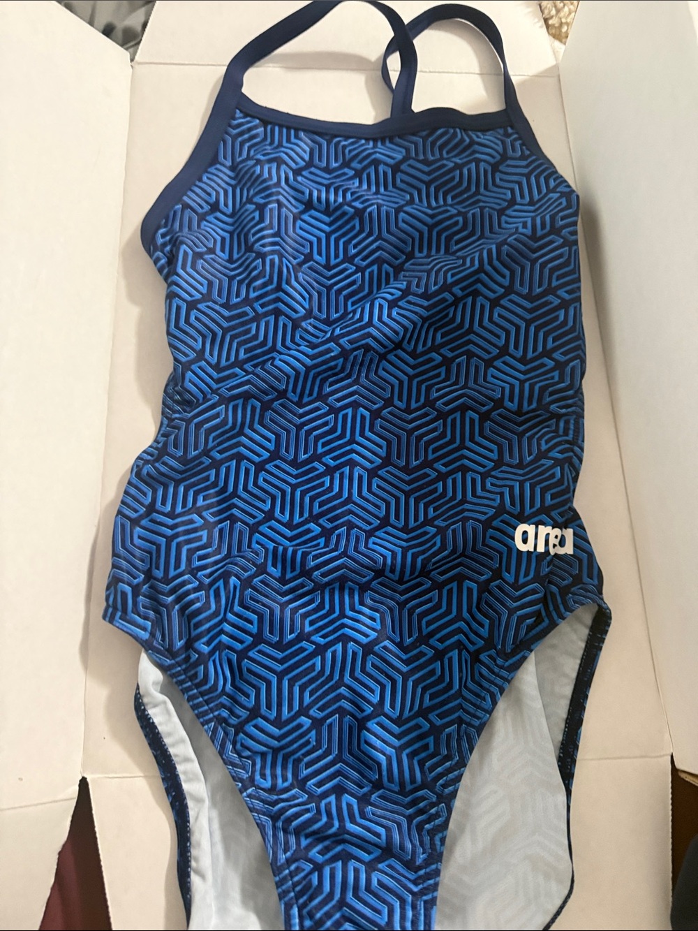AREA Blue Geometric-Print Women's One-Piece Swimsuit
